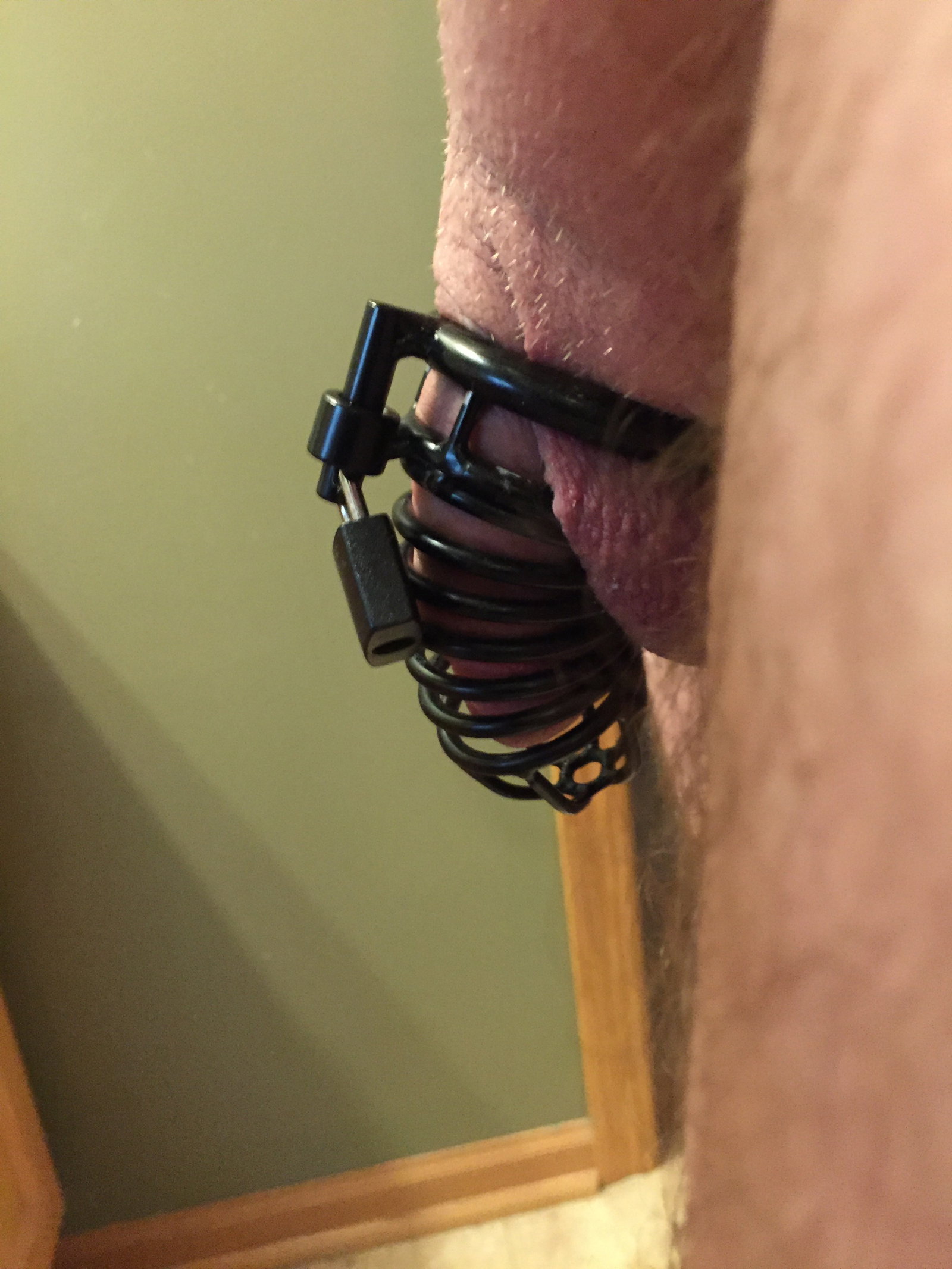 Photo by Lothospbg with the username @Lothospbg,  August 17, 2019 at 3:46 PM. The post is about the topic Caged Cocks and the text says 'one of my current cages. The Wife locks me on werkends, and most days when i get home from work'