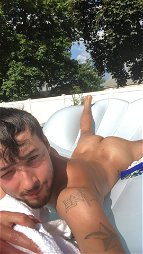 Photo by Cameron hunterxxx with the username @cameronhunter921,  August 22, 2019 at 1:23 AM. The post is about the topic Gay Butt and the text says 'me tanning in the pool naked'