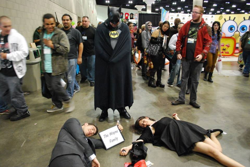 Watch the Photo by JoonasD6 with the username @JoonasD6, posted on November 5, 2014 and the text says 'laughhard:

All day this couple ran up to different Batmans, yelled “son!” and then dropped to the floor.

Best ever. #batman  #cosplay  #conventions  #Bruce  #Wayne'