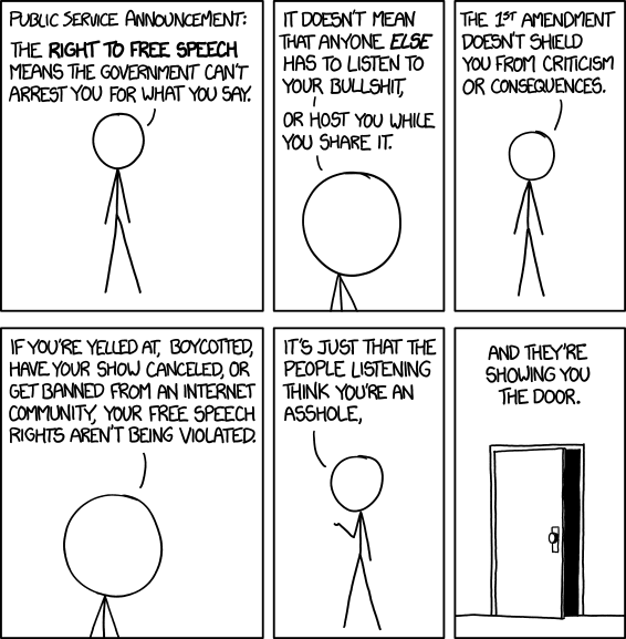 Photo by JoonasD6 with the username @JoonasD6,  April 18, 2014 at 2:49 PM and the text says 'XKCD &lt;3 #Free  #speech  #freedom  #of  #speech  #freedom  #of  #expression  #1st  #amendment  #XKCD  #PSA'