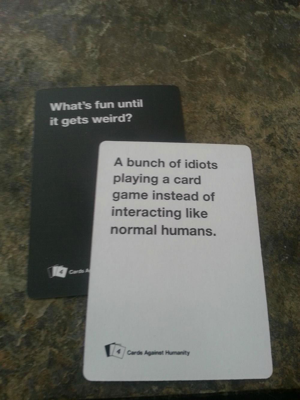 Watch the Photo by JoonasD6 with the username @JoonasD6, posted on October 14, 2014 and the text says 'blasianxbri:

lifeoftroye:

thesolacebeforethestorm:

Fucking cards against humanity, man.

I nearly spat out my drink omg

I NEED THIS GAME.

This is the best game. &lt;3 #cards  #against  #humanity'