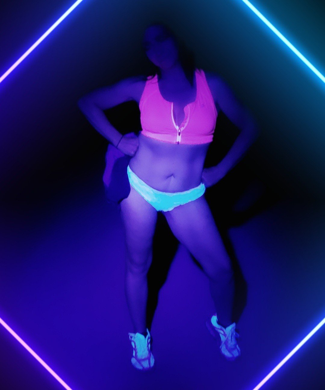 Photo by Sixfive with the username @Sixfive, who is a verified user,  August 3, 2020 at 12:30 AM. The post is about the topic Real Couples and the text says 'Wife stripping under blacklight'