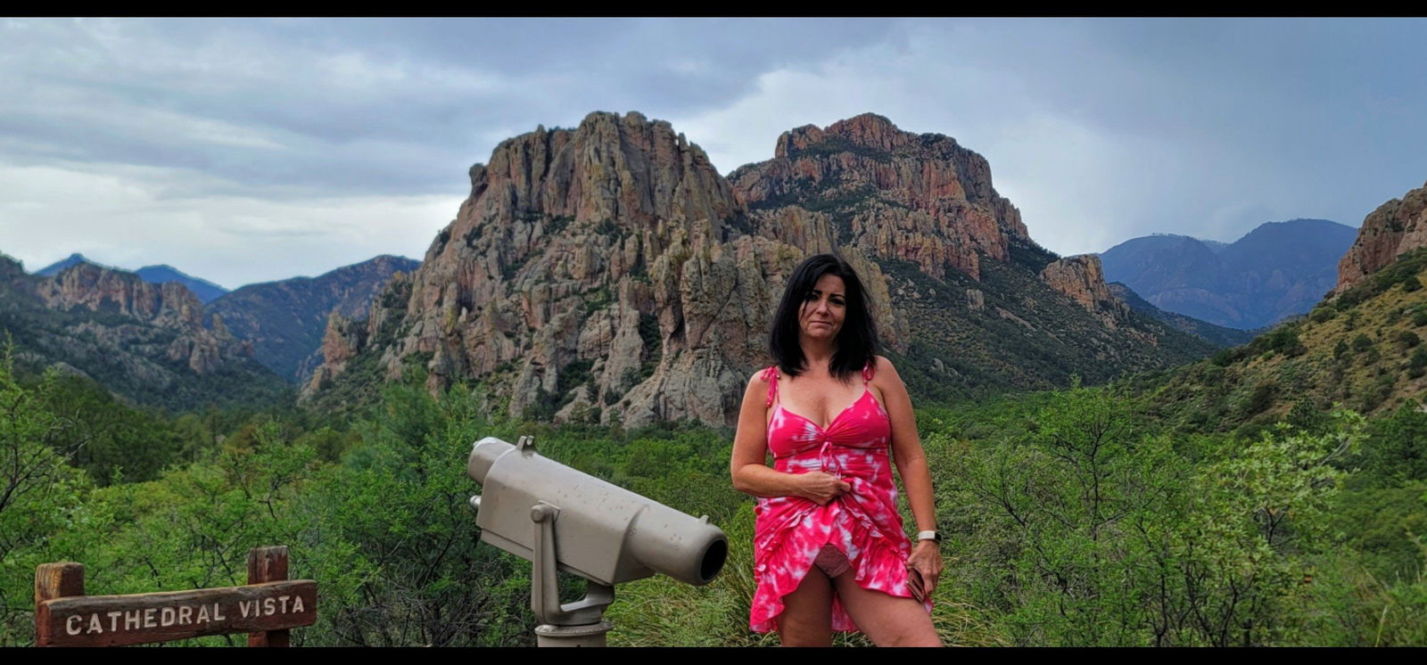 Photo by Sixfive with the username @Sixfive, who is a verified user,  August 12, 2022 at 3:08 PM. The post is about the topic Great Outdoors and the text says 'My wife @Blueeyes13 all over Arizona. We love the great outdoors'