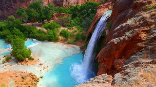 Photo by Sixfive with the username @Sixfive, who is a verified user,  September 8, 2019 at 12:23 AM. The post is about the topic Landscape scenery and the text says 'Havasupai falls in the Grand Canyon. A beautiful hike with an incredible destination'