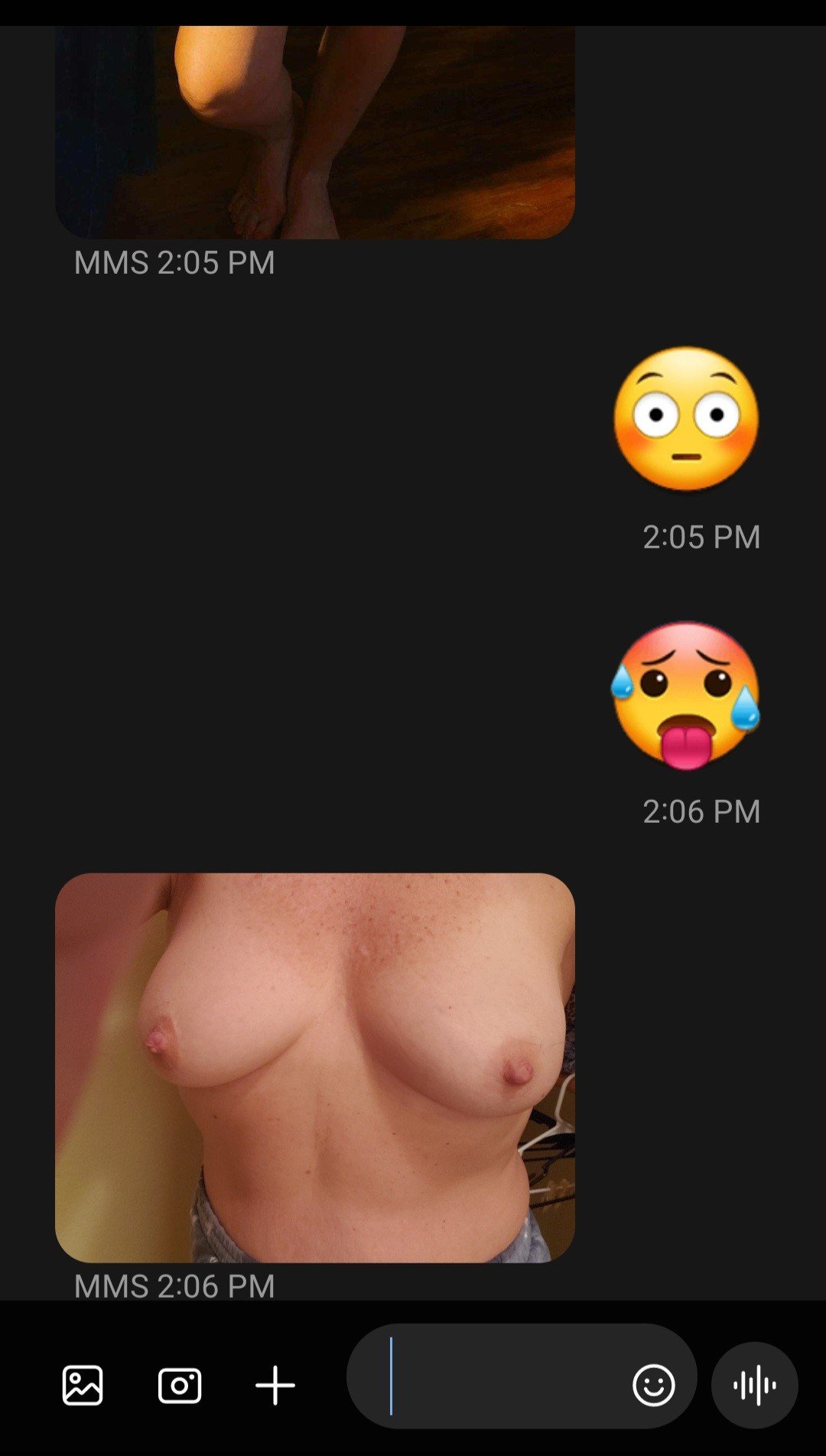 Album by Sixfive with the username @Sixfive, who is a verified user,  February 20, 2023 at 9:22 PM. The post is about the topic Hotwife Texts and the text says 'My sexy little vixen hotwife @Blueeyes13 sending out teasing texts..'