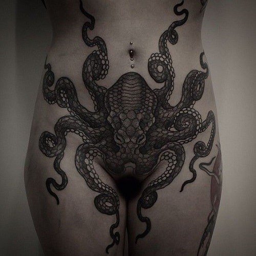 Album by LePigeonVolant with the username @LePigeonVolant,  October 12, 2022 at 12:59 PM. The post is about the topic Intimate tattoos and the text says 'Octopus-sy'