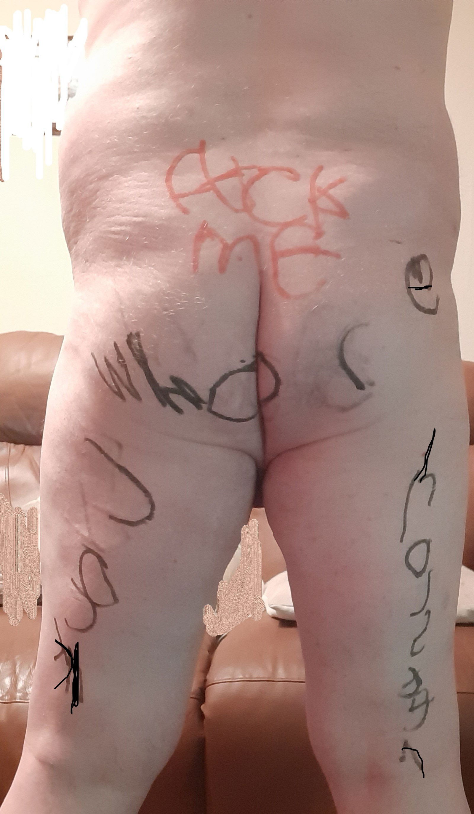 Album by stephanie with the username @Chastitysub1, who is a verified user,  March 4, 2023 at 9:02 PM and the text says 'i was given a body art task by @TheDeviantDomme and this is the result'