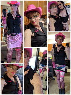 Photo by JessietheCDslut with the username @JessietheCDslut, who is a verified user,  December 28, 2018 at 6:54 PM. The post is about the topic Crossdressers and the text says 'Showing off my super cute pink hat and skirt that my beautiful girlfriend got me for Christmas! And I'm sure you noticed I included her in this one!'