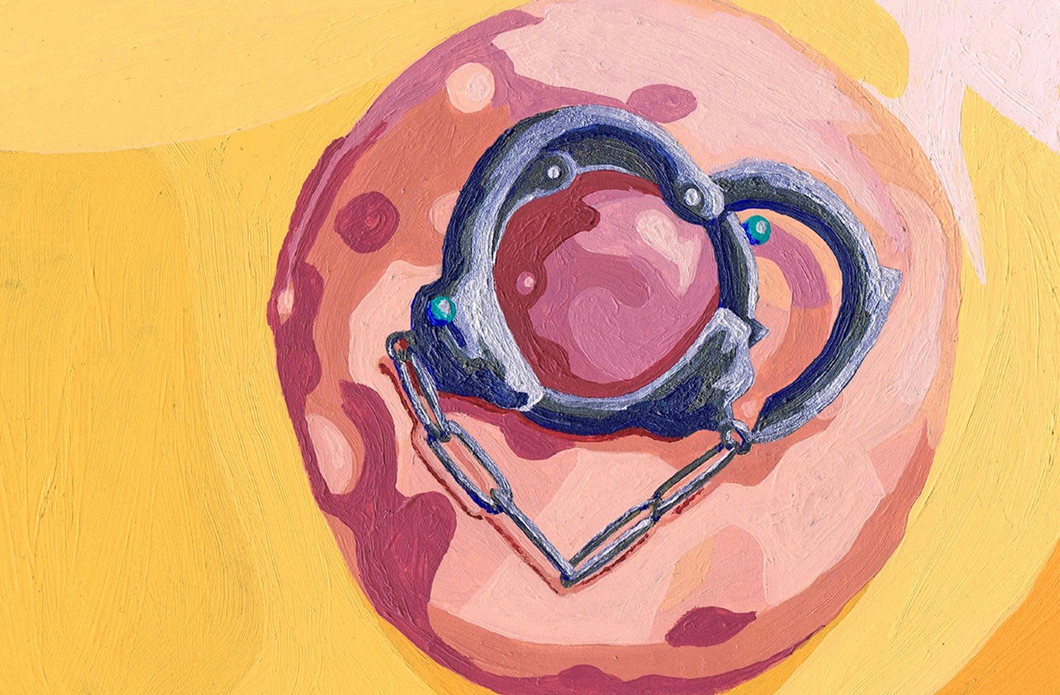 Photo by CRD Larson Art with the username @CRDLarson, who is a verified user,  September 3, 2019 at 9:39 AM. The post is about the topic Pierced Nipples and the text says ''Nipple Ring Handcuffs' - original erotic painting/body jewelry design.

Feedback welcome!

#nipple #nipplepiercing #handcuffs #eroticart #bodyjewelry #pierced #piercing'