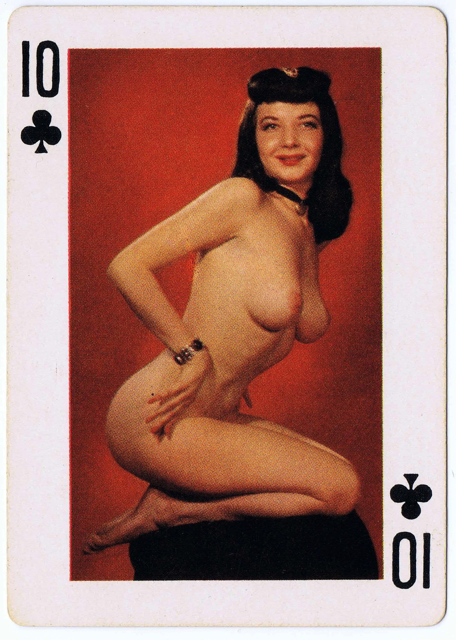 Photo by CRD Larson Art with the username @CRDLarson, who is a verified user,  September 5, 2019 at 9:05 PM. The post is about the topic Nude Playing Cards and the text says '#Ten of Clubs

From deck titled 'Fifty-Two Art Studies.' Made by the Novelties Manufacturing and Sales Corp, St. Louis, MO. Mid 1950s.

#photography #vintagenude #vintageerotica #1950s #retro #pinup #boudoir #burlesque #playingcards #glamour #stlouis..'