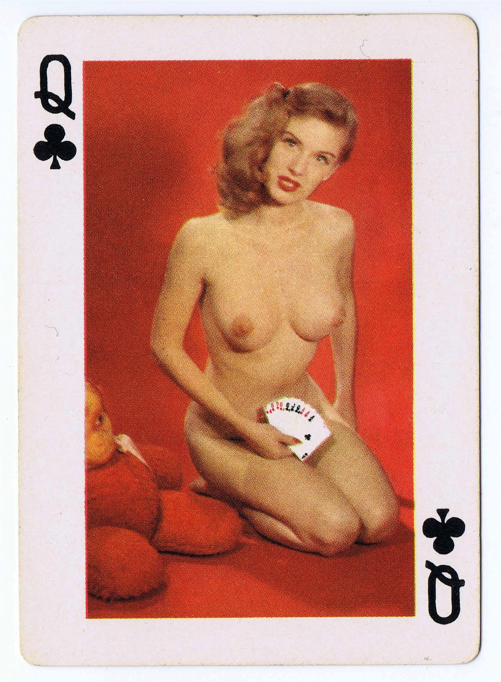 Photo by CRD Larson Art with the username @CRDLarson, who is a verified user,  September 3, 2019 at 7:39 AM. The post is about the topic Nude Playing Cards and the text says '#Queen of Clubs

From deck titled 'Fifty-Two Art Studies.' Made by the Novelties Manufacturing and Sales Corp, St. Louis, MO. Mid 1950s.

#photography #vintagenude #vintageerotica #1950s #retro #pinup #boudoir #burlesque #playingcards #glamour..'