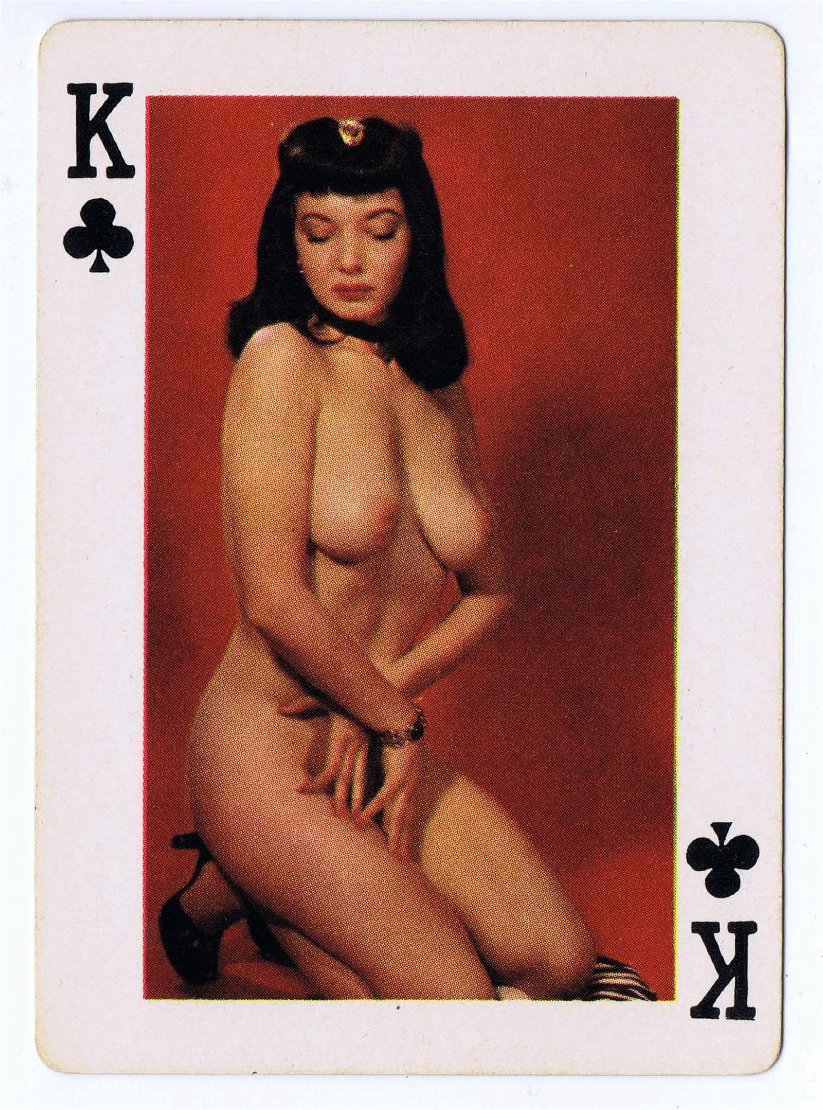 Photo by CRD Larson Art with the username @CRDLarson, who is a verified user,  September 2, 2019 at 3:10 PM. The post is about the topic Nude Playing Cards and the text says 'King of Clubs

From deck titled 'Fifty-Two Art Studies' by the Novelties Manufacturing and Sales Corp, St. Louis, MO. Mid 1950s.

#photography #vintagenude #vintageerotica #1950s #retro #pinup #boudoir #burlesque #playingcards #glamour'