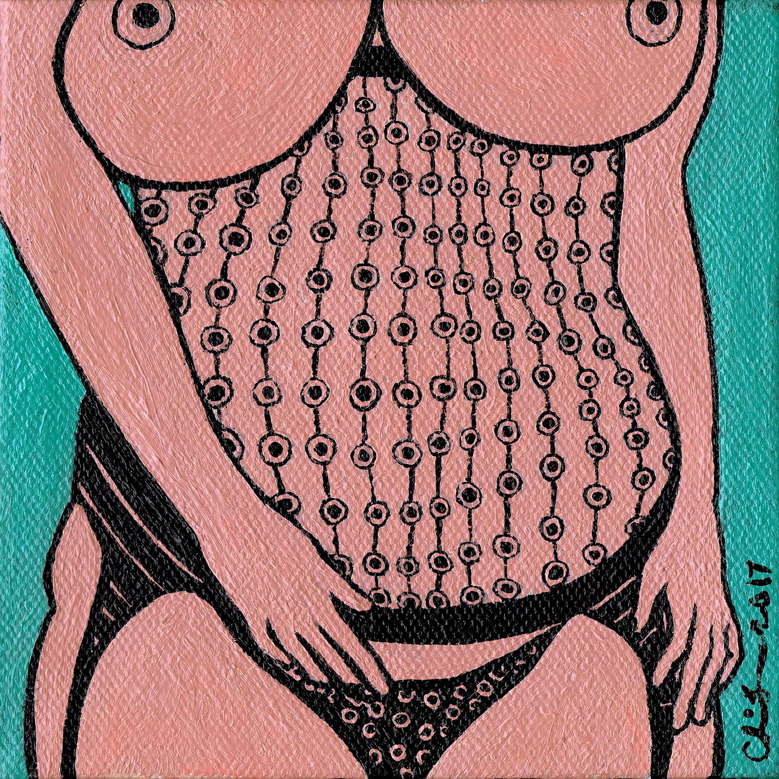 Photo by CRD Larson Art with the username @CRDLarson, who is a verified user,  January 20, 2020 at 1:14 PM and the text says '5x5" curvy lingerie pop art painting

Give #eroticart for #valentines gifts :)

#nudeart #chubby #curvy #painting #erotic #lingerie #everysizeisbeautiful #boudoir #burlesque #popart #bbw'