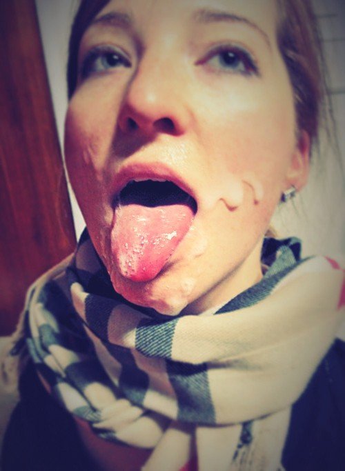 Photo by adultmovement with the username @adultmovement,  January 25, 2020 at 7:46 PM. The post is about the topic Cum Sluts and the text says '#facial #amateur #girlfriend #tongue #cute #cum #mess #messy'