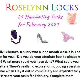 Photo by Roselynn Locks with the username @roselynnlocks, who is a star user,  February 1, 2021 at 7:44 PM. The post is about the topic Female Superiority and the text says 'Your 21 Humiliating Tasks for February 2021 are here. Download them now on iWantClips https://iwantclips.com/store/410425/RoselynnLocks/2360017'
