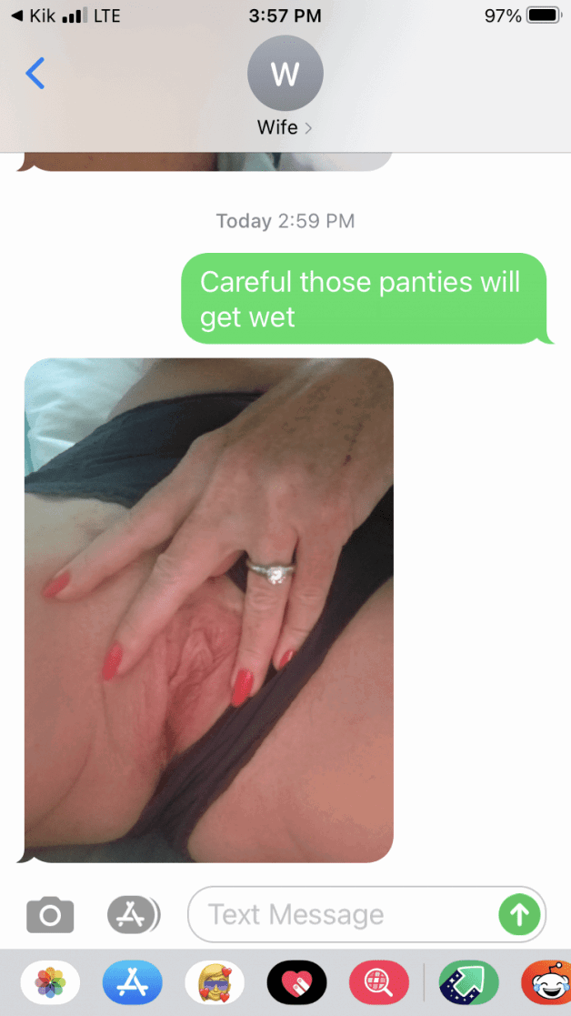 Photo by Loveshackfla with the username @Loveshackfla, who is a verified user,  April 11, 2021 at 12:12 PM. The post is about the topic Hotwife Texts and the text says 'the panties did get wet'
