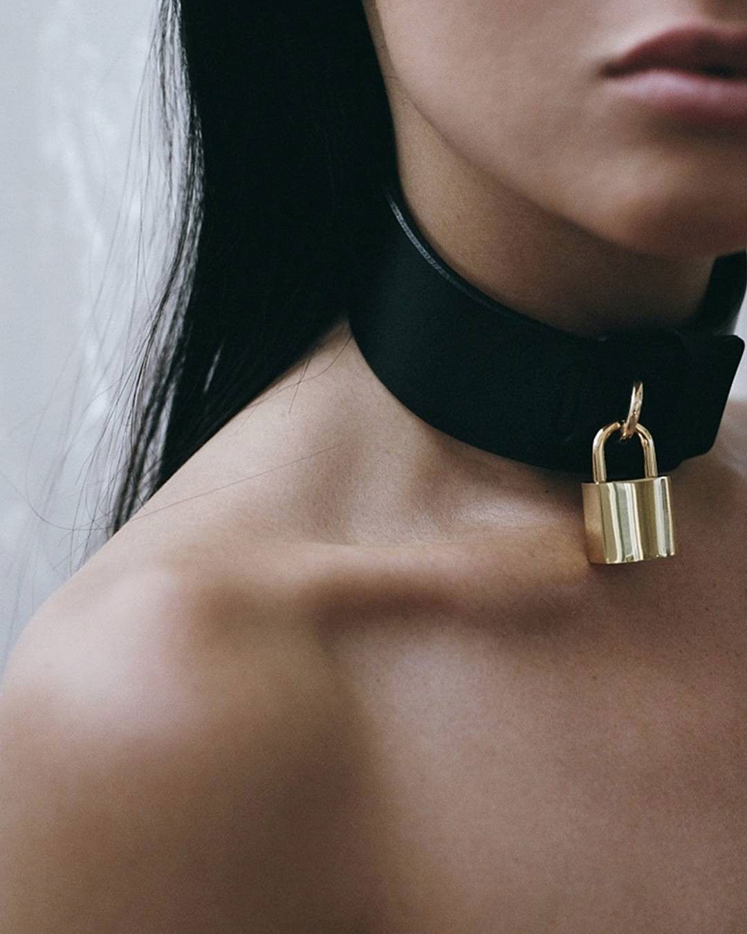 Photo by Dominance by Design with the username @DxD,  February 4, 2018 at 4:24 PM and the text says 'Pretty- DxD #collar  #padlock  #goals'