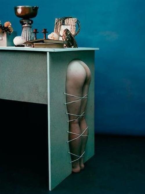 Photo by Dominance by Design with the username @DxD,  September 26, 2016 at 1:26 AM and the text says 'Great decoration ideas from the last issue of “Modern Slave Household” #objectification  #bondage'