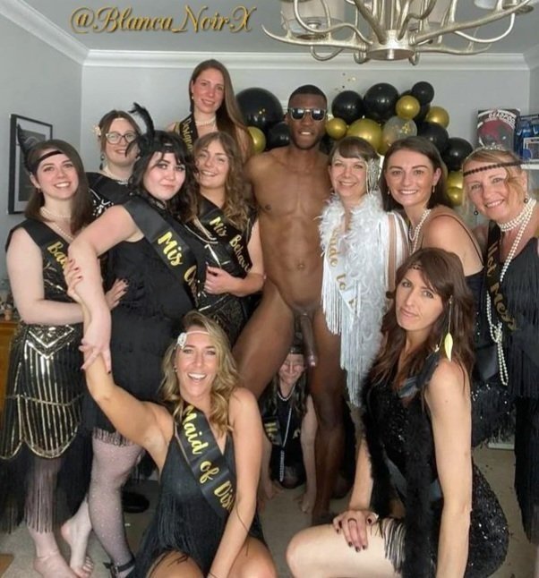 Photo by blackbabybelly with the username @blackbabybelly,  October 9, 2023 at 8:09 AM. The post is about the topic Black Breeding and the text says 'White moms... Many white moms! Mutumbo knows, what white moms need. He could tell stories! Working at their bachelorette parties does have it´s perks..'