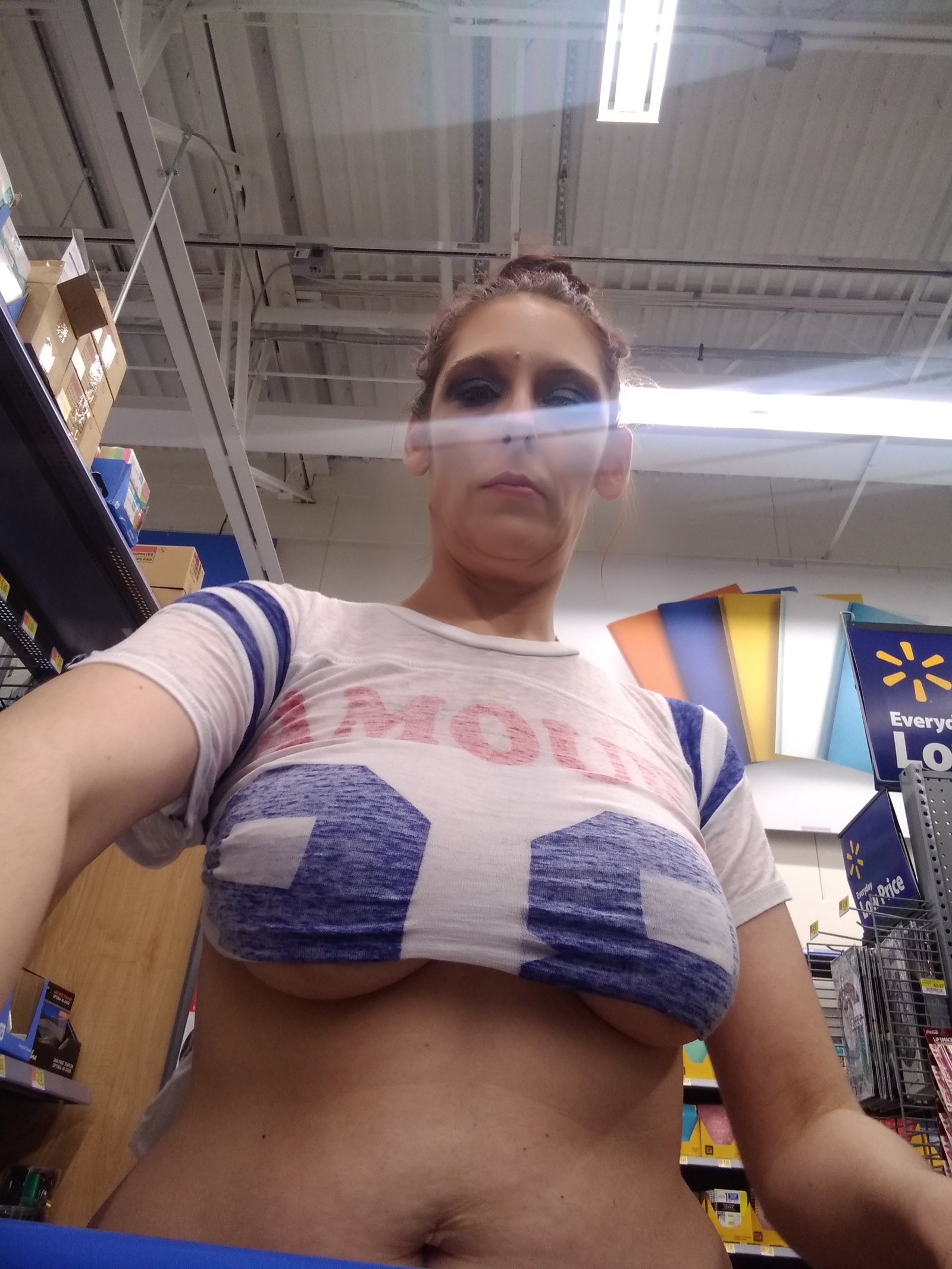Photo by Kayge Kayne with the username @Kaygekayne, who is a star user,  December 19, 2019 at 5:20 PM. The post is about the topic Busty Chicks and the text says 'Filmed a 10min custom video in Walmart just like this... Walmart wasn't very happy especially when the girls went from bottom hanging to winking at self checkout 😂

I can't turn down a good dare; especially ones that I get paid for'