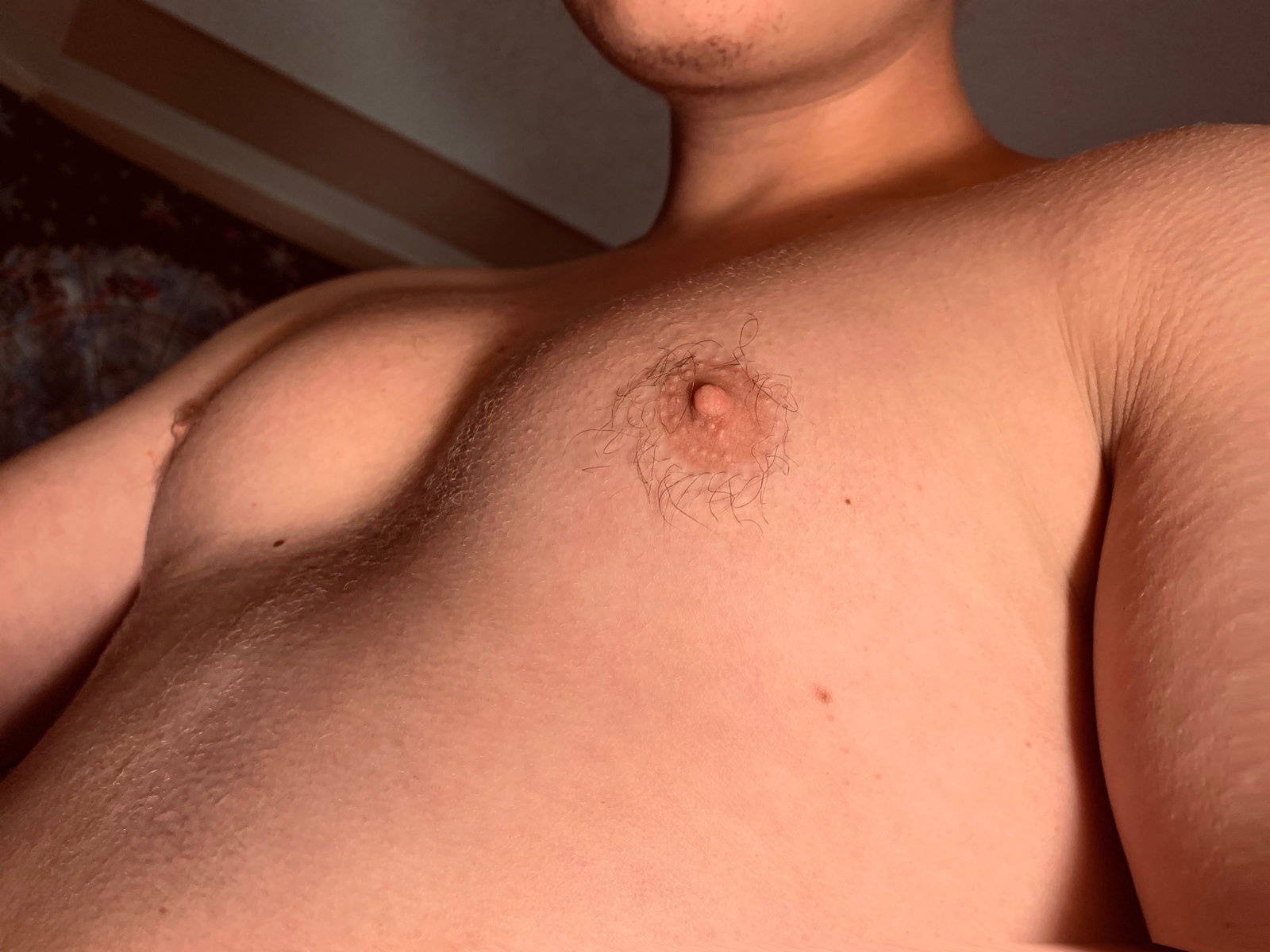 Photo by Jaxonlannock with the username @Jaxonlannock, who is a verified user,  October 13, 2019 at 5:13 AM. The post is about the topic GayTumblr and the text says 'A shot of my chest before bed (:'