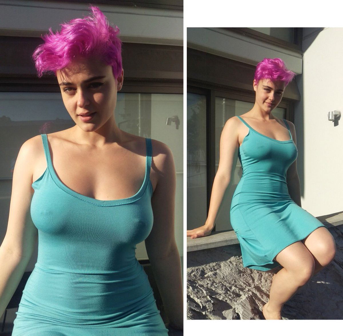 Photo by secretsoforange with the username @secretsoforange,  December 5, 2018 at 10:56 PM and the text says 'sextoysnstories:Stefania Ferrario being very perky and pink #stefania  #ferrario  #because  #boobs  #curvy  #pink  #hair'