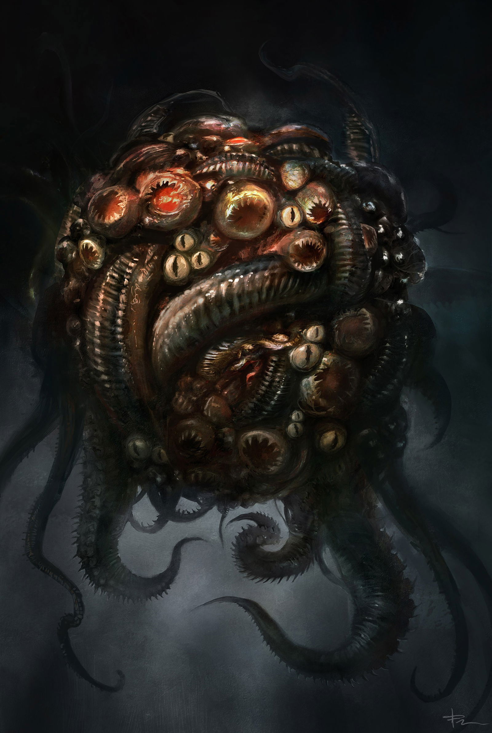 Photo by secretsoforange with the username @secretsoforange,  September 9, 2017 at 1:19 AM and the text says 'morbidfantasy21:Lovecraftian creature by TJ
Frame 
 #delete  #later  #omfg  #monster  #porn  #lovecraftian  #h.p.  #lovecraft  #art  #tentacles  #abstract  #fuck'