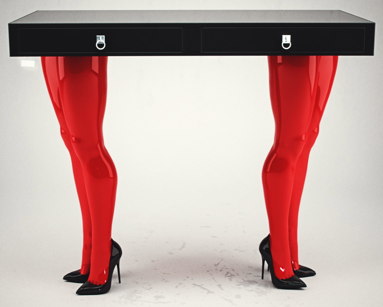 Photo by Kvint Kallas with the username @kvintkallas,  January 25, 2020 at 5:16 PM. The post is about the topic Kvint Kallas Fetish Art and the text says '#fetish #footfetish #legs #table #fetishart #furniture #highheels #kvintkallas #femdom'
