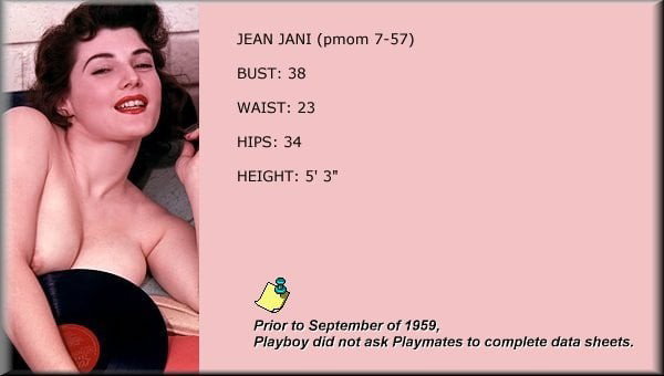 Photo by oldgringo with the username @oldgringo,  October 29, 2020 at 2:25 PM. The post is about the topic Vintage and the text says 'Jean Jani (born October 31, 1931 in Dayton, Ohio) is an American model. She was Playboy magazine's Playmate of the Month for the July 1957 issue. Jean was 25 when she became a Playmate. Her centerfold was photographed by Peter Gowland.

Jani was..'