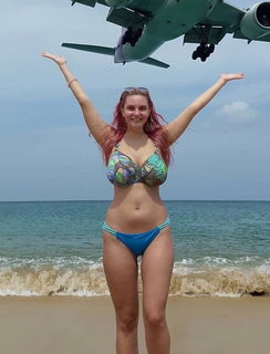 Photo by Fresh-Air with the username @Freshair, who is a verified user,  December 10, 2020 at 2:12 PM. The post is about the topic Bra/Panty/Lingerie/Bikini and the text says 'Assuming this is St Maarten near the airport and the casino. She is gifted having a day in the sun. We are gifted with her beauty'