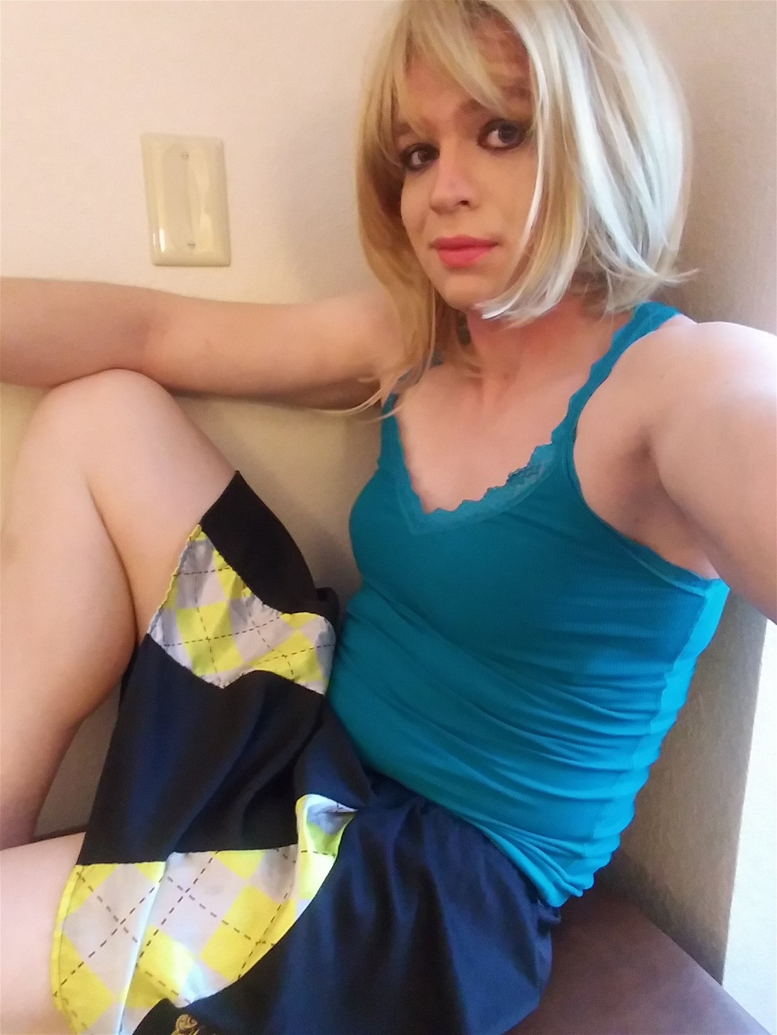 Photo by Va4lovers with the username @Va4lovers, who is a verified user,  October 25, 2020 at 3:23 AM. The post is about the topic Sissy and the text says 'If only someone was around to give me some sissy pleasure on a Saturday night... I could use a nice touch up my skirt right now'