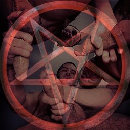 Shared Photo by Nastyfistpig32 with the username @Nastyfistpig32,  May 15, 2019 at 6:49 PM and the text says 'Gazing into this pentagram of COCK energy calls the DEMON to us. HAIL SATAN! HAIL LUST! HAIL COCK!'
