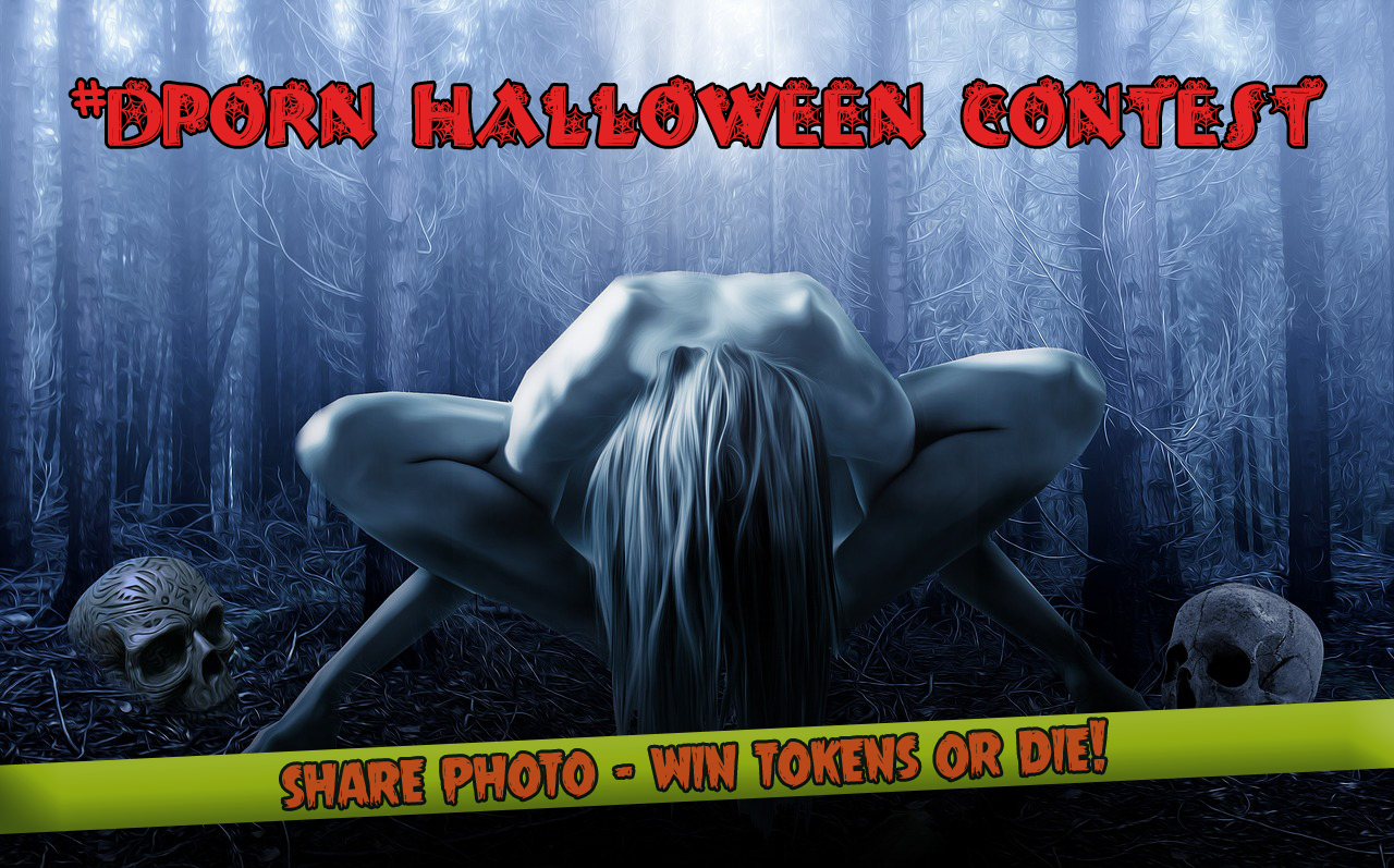 Photo by dpornco with the username @dpornco,  October 30, 2019 at 9:14 AM and the text says 'Hello! Start of Halloween contest until November 7th!
Rules:
- use tag #DPornHalloweenContest2019
- share #erotic halloween photo
#Prize pool:
1st pl. - 500 PORN
2nd pl. - 250 PORN
3rd pl. - 150 PORN
Who gets more likes will #win!
#halloween2019..'