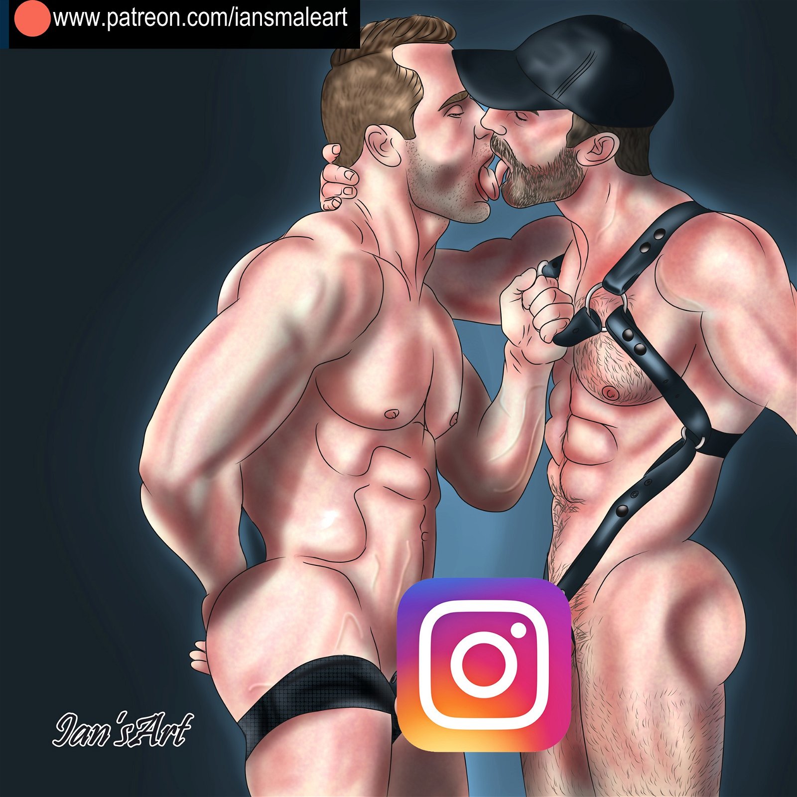 Photo by Iansmaleart with the username @iansmaleart1,  October 30, 2019 at 1:19 PM. The post is about the topic Gay and the text says 'Leather couple 😜'