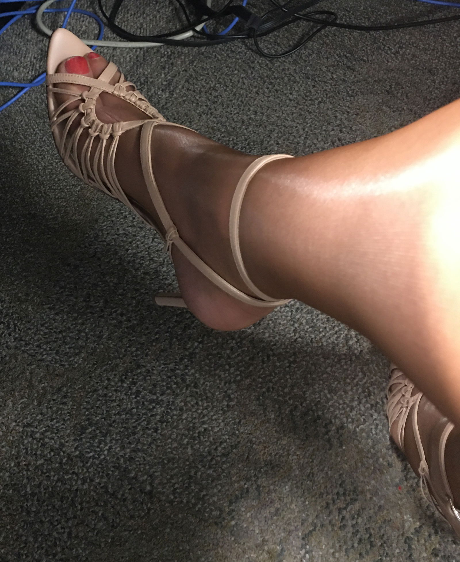 Album by Erin Blair with the username @ErinBlair, who is a verified user,  November 21, 2019 at 4:04 AM. The post is about the topic Pantyhose and the text says 'Pantyhose, heels and short skirts at the office'