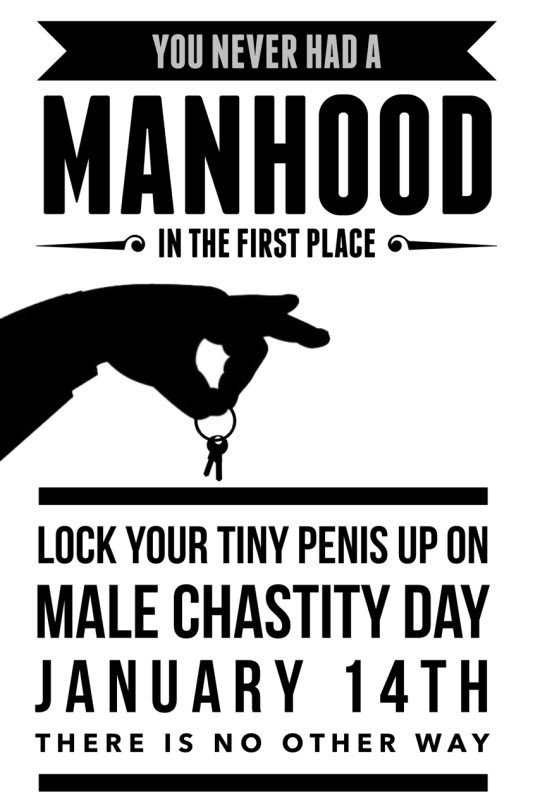 Photo by Rosetta Swallow with the username @RosettaSwallow,  January 14, 2020 at 2:54 PM. The post is about the topic Sissy and the text says '#MaleChastityDay

Why only today?
I'm limpwristed and pathtetic.
I'm a total pussy and no masculinity left'