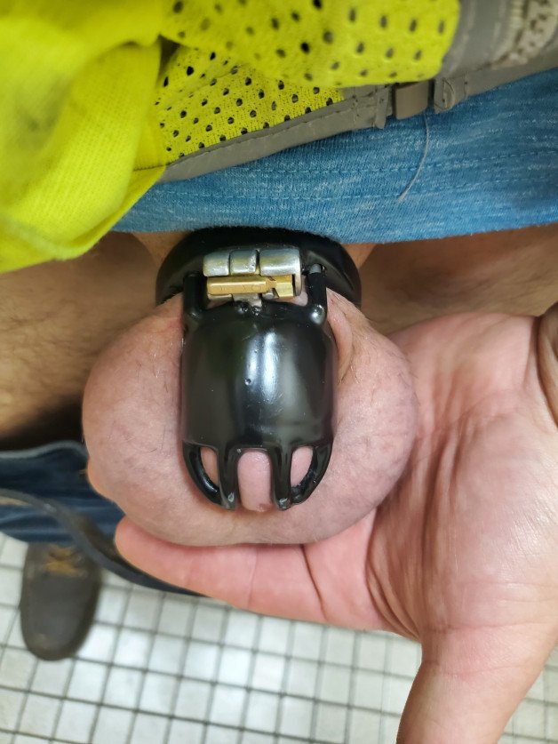 Photo by Subhubby with the username @Subhubby,  May 24, 2021 at 9:35 AM. The post is about the topic Male Chastity and the text says 'When the wife wants a chastity pic when you are at work you send her one'