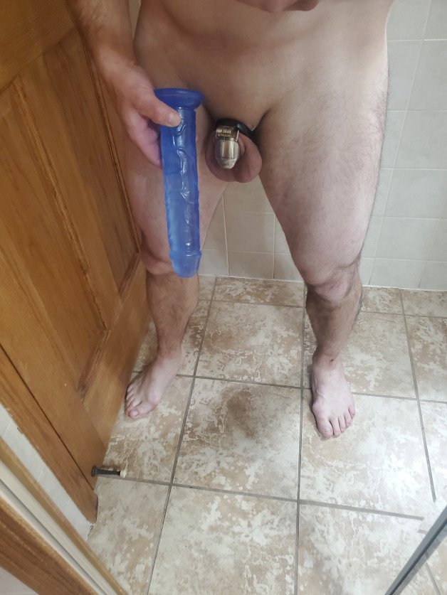 Photo by Subhubby with the username @Subhubby,  June 15, 2023 at 12:53 AM. The post is about the topic Male Chastity and the text says 'About to jump in the shower and play with my new toy'