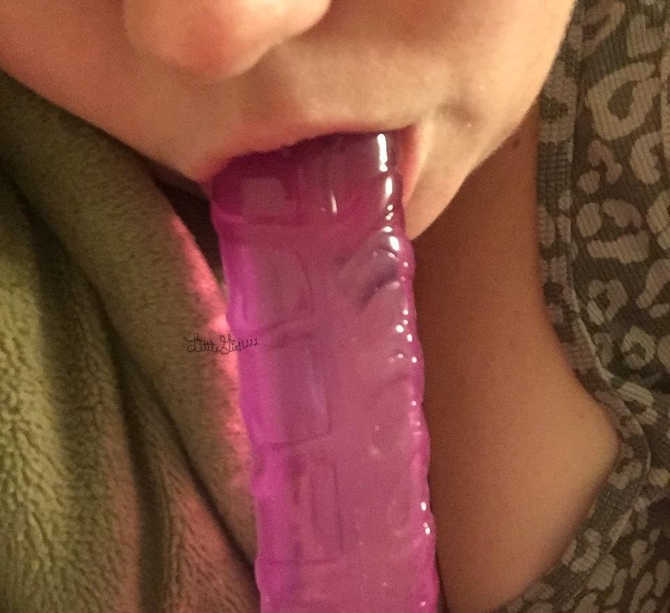 Photo by littlegirl1222 with the username @littlegirl1222, who is a verified user,  December 17, 2018 at 5:32 AM and the text says 'New dildo....... is oddly calming when I absentmindedly suck on it....'