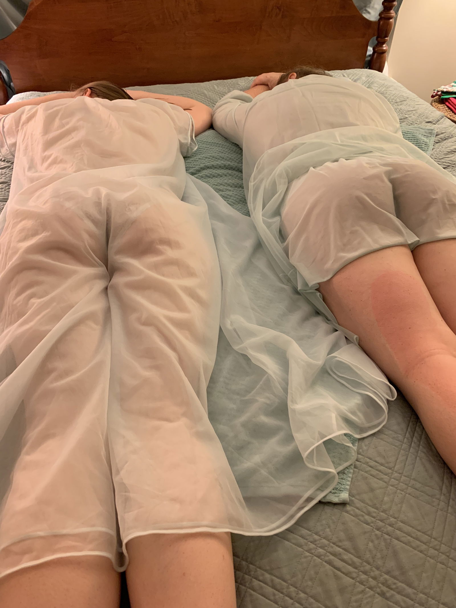 Photo by ProfessorMarston with the username @ProfessorMarston, who is a verified user,  January 9, 2020 at 4:33 AM and the text says '@mrsmarston & @msmarston bathed, dressed in their nightgowns, and ready for some personal attention from their Sir'