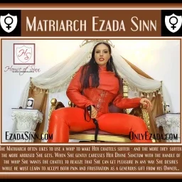 Photo by sluga0201 with the username @sluga0201,  March 31, 2024 at 11:37 AM. The post is about the topic Captions of Matriarch Ezada's great clips and the text says 'Matriarch Ezada Sinn often likes to use a whip to make Her chattels suffer - and the more they suffer the more aroused She gets. When She gently caresses Her Divine Sanctum with the handle of the whip She wants the chattel to realize that She can get..'