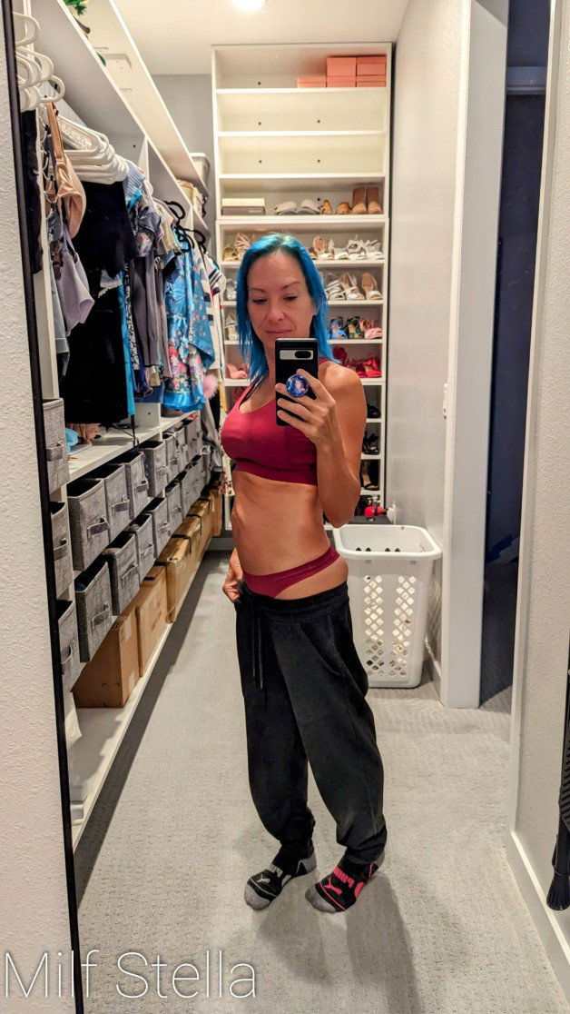 Photo by SexWithMilfStella with the username @SexWithMilfStella, who is a star user,  December 20, 2023 at 12:55 PM. The post is about the topic MILF NEXT DOOR and the text says 'Matching by accident. #stellahere #petite #blueeyes #bluehair'