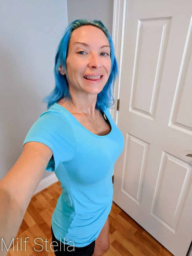 Photo by SexWithMilfStella with the username @SexWithMilfStella, who is a star user,  January 20, 2023 at 12:25 PM. The post is about the topic MILFS and the text says 'Officially MISSING my blue hair! ? ??#milfstella #milf #altmilf #mature #cougar #girlnextdoor #hotmom #hotwife #petite #fit #myfavecolor #bluehair #blueeyes #blueeverything #blue'