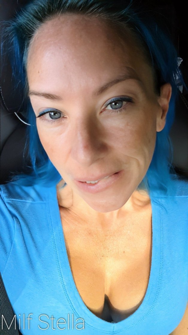 Photo by SexWithMilfStella with the username @SexWithMilfStella, who is a star user, posted on December 18, 2023. The post is about the topic MILF NEXT DOOR and the text says 'Golden hour and I'm glowing. #stellahere #petite #blueeyes #bluehair #goldenhour'