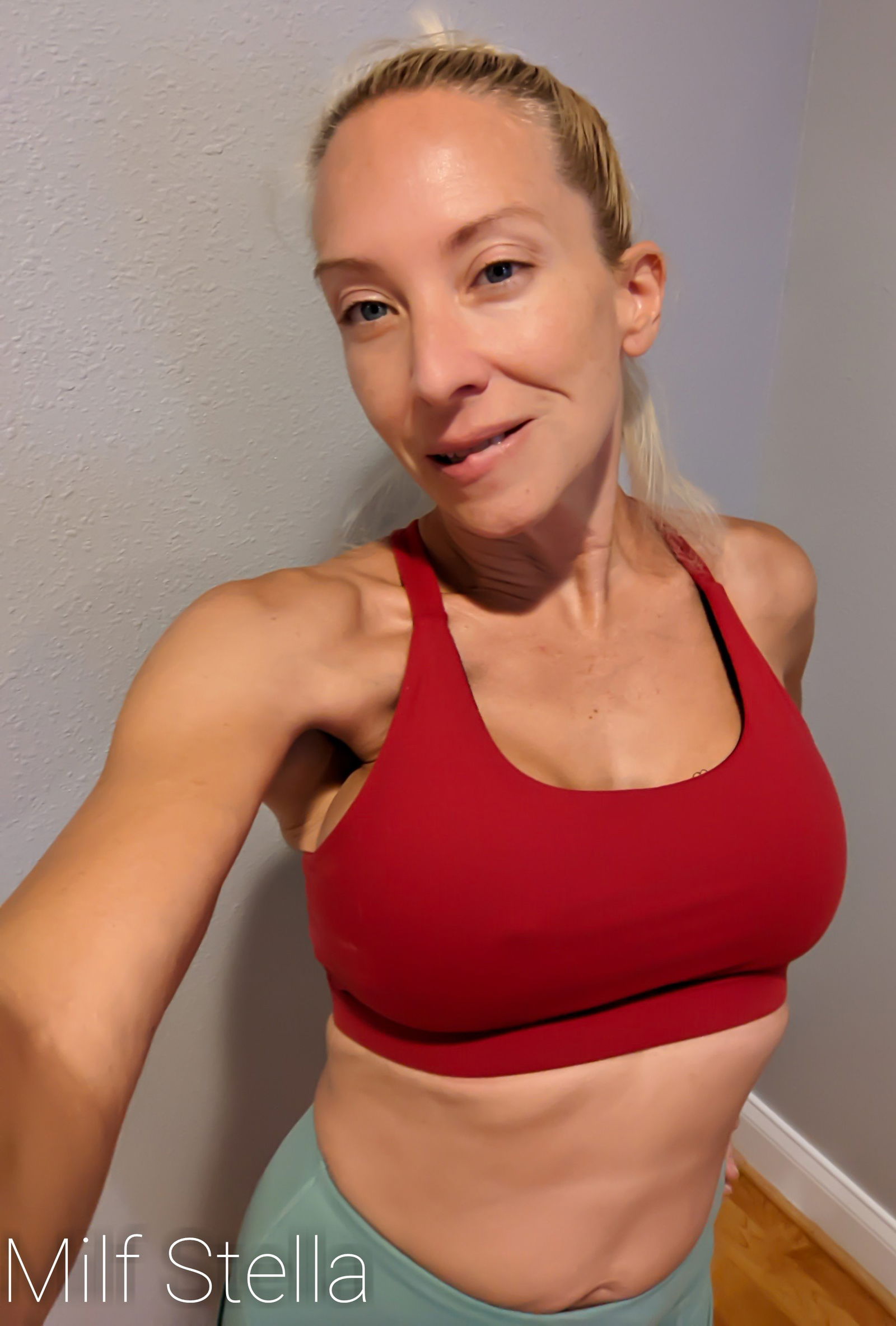 Photo by SexWithMilfStella with the username @SexWithMilfStella, who is a star user,  August 13, 2022 at 11:15 AM. The post is about the topic MILF and the text says 'After 30 days of ab workouts my form is shaping up nicely! #milfstella #milf #altmilf #mature #cougar #girlnextdoor #hotmom #hotwife #blueeyes #blonde #fit #petite #bodypositive #twopack'