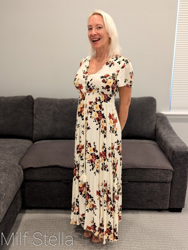 Photo by SexWithMilfStella with the username @SexWithMilfStella, who is a star user,  November 14, 2024 at 2:00 PM. The post is about the topic Awesome Milfs and the text says 'There&#039;s something so innocent about a long, floral dress! #stellahere #petite #blonde #floraldress #highheels #highheelslover'