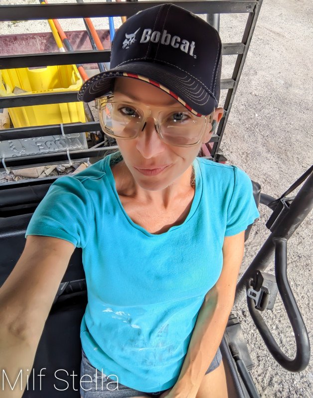 Photo by SexWithMilfStella with the username @SexWithMilfStella, who is a star user,  May 8, 2023 at 11:40 AM. The post is about the topic MILFS and the text says 'I make safety look good! #stellahere #safetyfirst #homesteader #homsteadlife #suzukimule #bobcat'