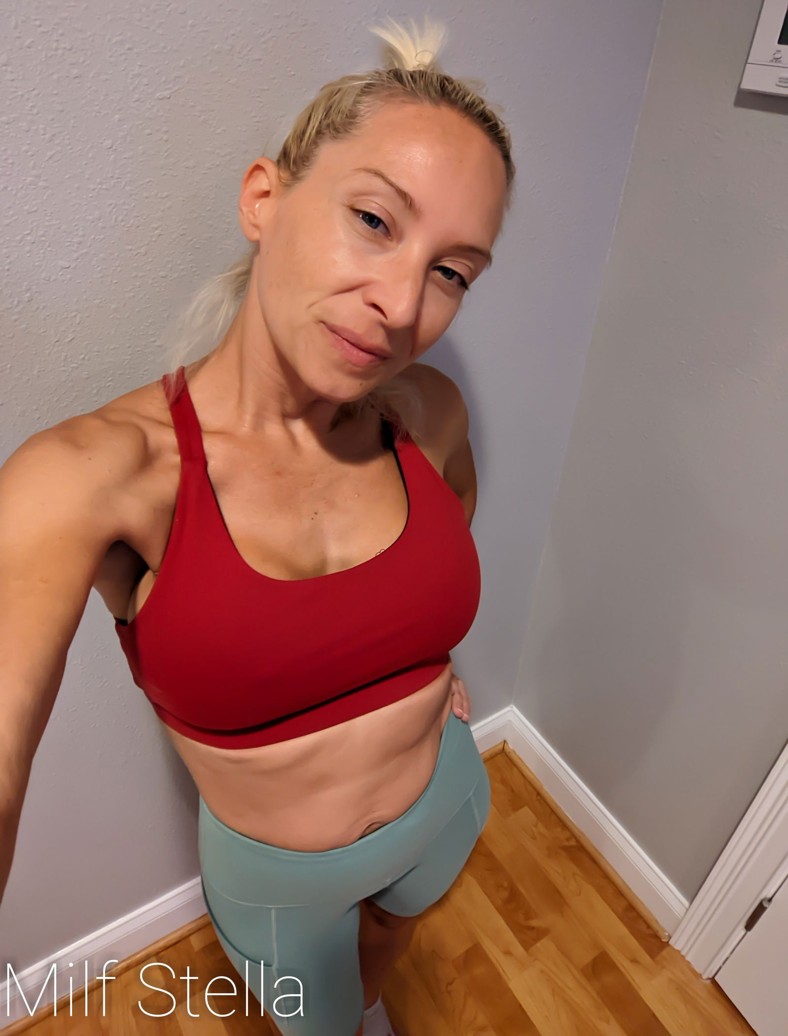 Photo by SexWithMilfStella with the username @SexWithMilfStella, who is a star user,  August 13, 2022 at 11:15 AM. The post is about the topic MILF and the text says 'After 30 days of ab workouts my form is shaping up nicely! #milfstella #milf #altmilf #mature #cougar #girlnextdoor #hotmom #hotwife #blueeyes #blonde #fit #petite #bodypositive #twopack'