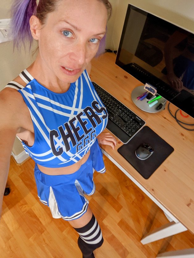 Photo by SexWithMilfStella with the username @SexWithMilfStella, who is a star user,  August 26, 2024 at 1:00 PM. The post is about the topic Cosplay and the text says 'I'm ready to for the first day of school! #stellahere #petite #cheerleader #cosplay #thighhighsocks #thighhighsocksobsession'