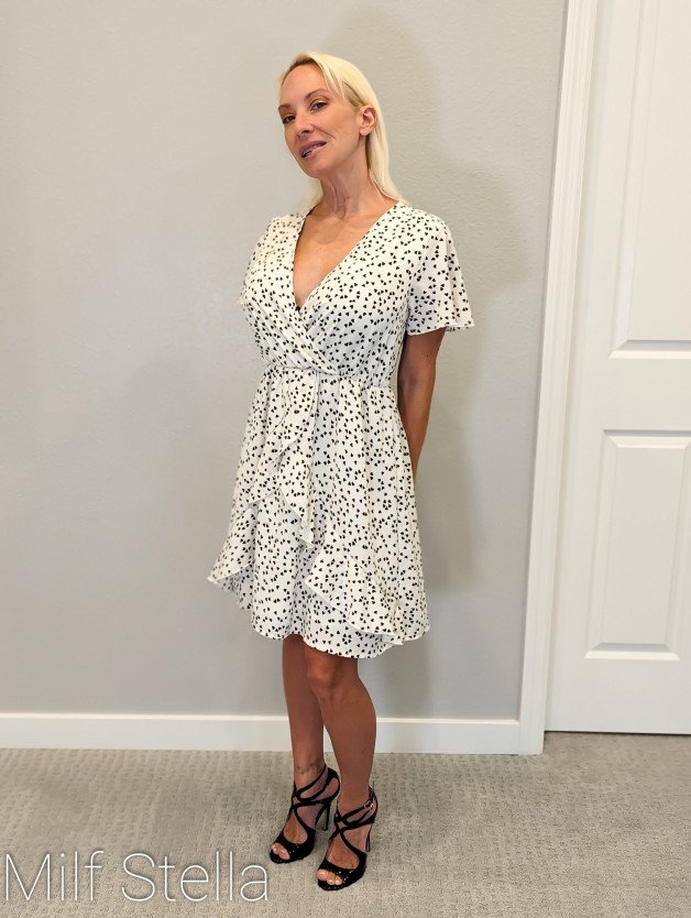 Photo by SexWithMilfStella with the username @SexWithMilfStella, who is a star user,  June 25, 2024 at 1:00 PM. The post is about the topic Awesome Milfs and the text says 'The perfect dress for going out with you! #stellahere #petite #blonde #highheels #dress #summerdress'